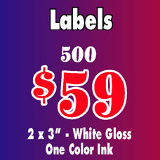 Special on labels: 500 labels for $59 - 2 x 3
